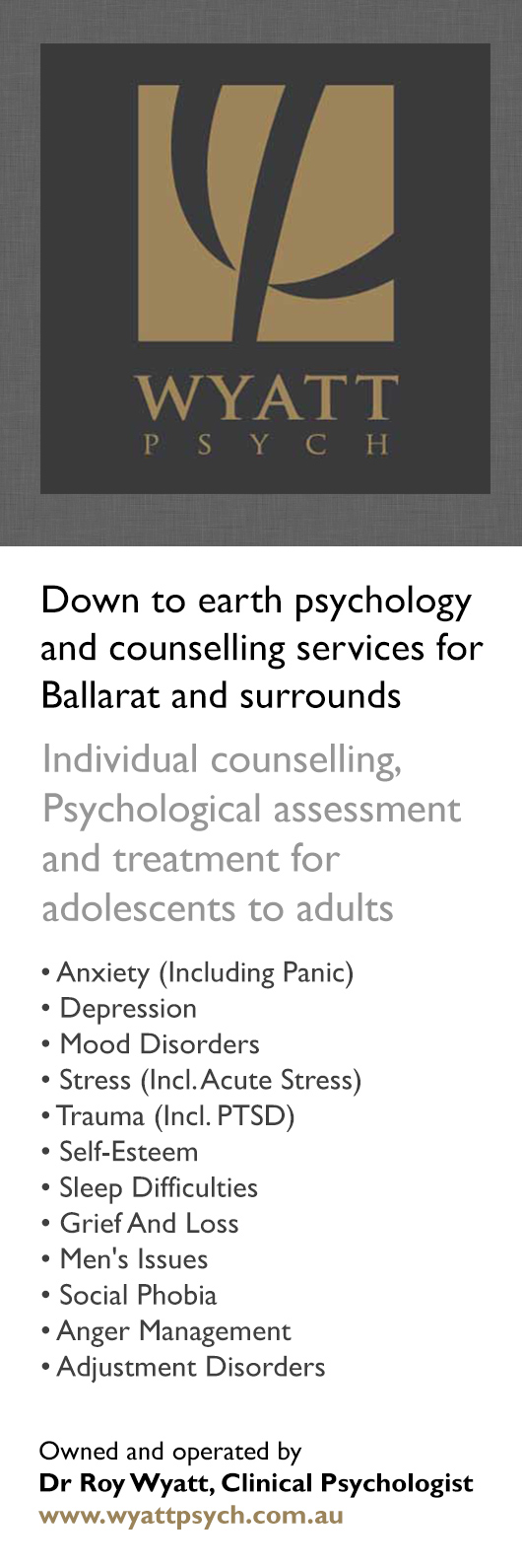 Dr Roy Wyatt Clinical Psychologist