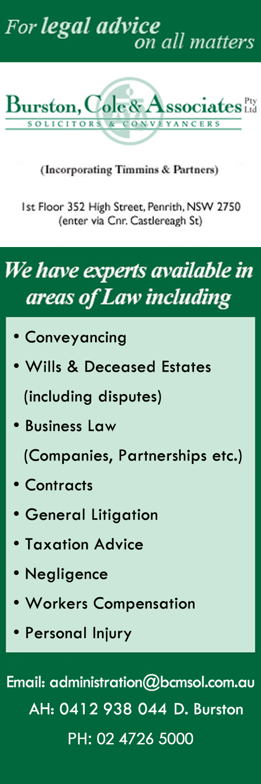 Burston  Cole & Associates Pty Ltd