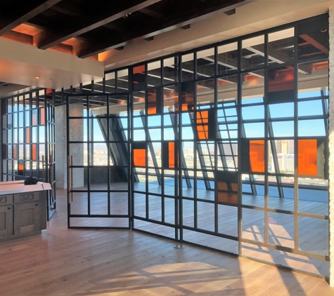 Wonder Iron Works - Las Vegas, NV. WS2015 Series Top Hung Sliding Panel with Swing door insert