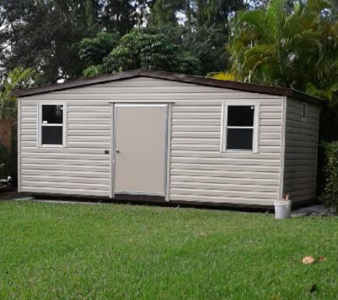 Shed Depot & Shed Guy Services - Miami Lakes, FL. 12x20 clay with brown box eve