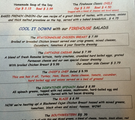 Fire House Restaurant - Saukville, WI. Menu page 5