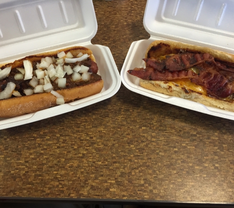 The Stand Hot Dogs and Sausages - Tyler, TX. Chili dog & chili dog w/ bacon