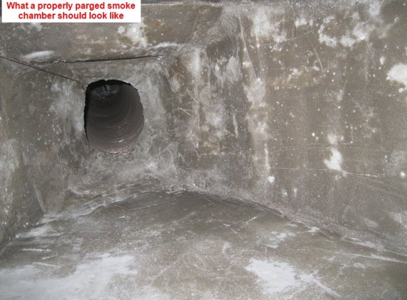All Source Chimney Service. What a properly parged smoke chamber should look like