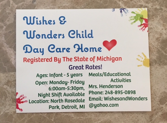 Wishes and Wonders Child Day Care Home - Detroit, MI