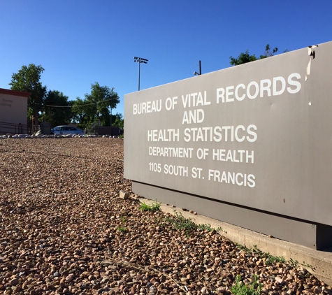 New Mexico Bureau of Vital Records and Health Statistics - Santa Fe, NM. Curbside signage