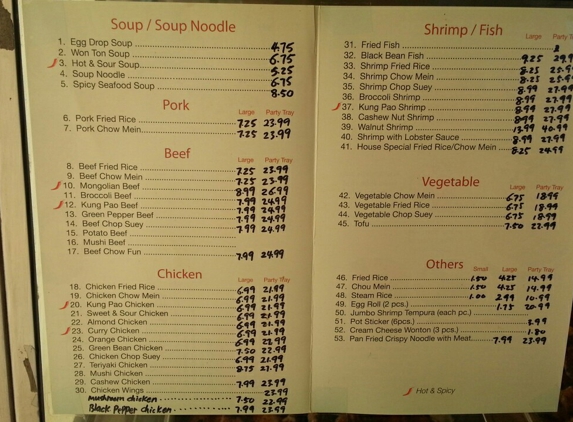 Wong's Wok - Glendale, CA. Awesome catering menu!