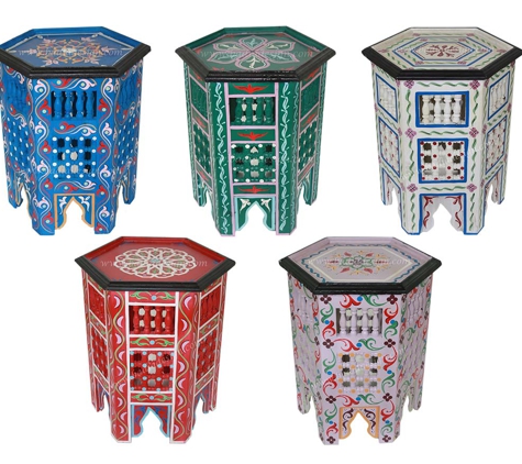 Badia Design Inc - North Hollywood, CA. Mediterranean style multi color hand painted side table