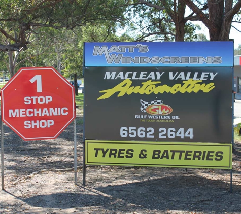 Matt's Windscreens - South Kempsey, NSW. Macleay Valley Automotive Sign