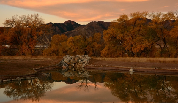 Seven Stones Botanical Gardens Cemetery - Littleton, CO. Sunset Glow Over Pond