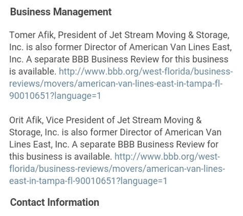 American Van Lines East Inc - Tampa, FL