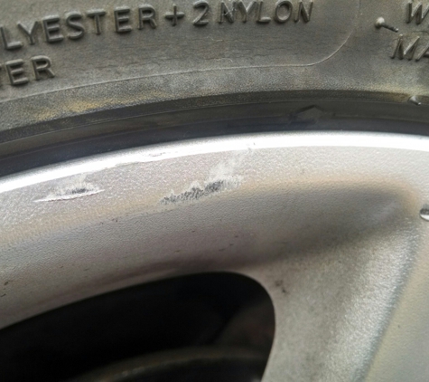 Chappell's Tires. Wheel damage caused by installation.