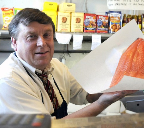 Crab Shack - Lawrence Township, NJ. Carl, the owner with fresh salmon