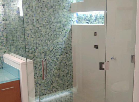 Gulfside Glass Inc - Tarpon Springs, FL. Custom Frameless Shower ~ Door Hinged off Panel