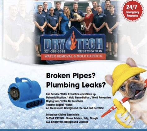 Drytech restoration Water Damage & MOLD Remediation - Melbourne, FL. WATER DAMAGE & MOLD CLEANUP!!