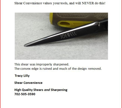 Shear Convenience Mobile Sharpening - Modesto, CA