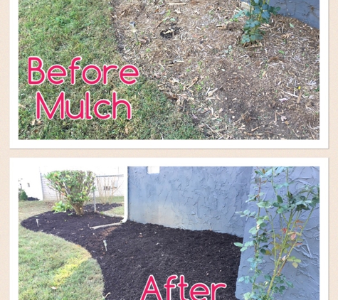 Tate's Lawn Care, LLC - Lanexa, VA. Before & After of a mulch project.