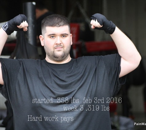 Modestos Boxing  Gym - Modesto, CA.  this fella dropped 95 lbs in 6 weeks with out fit program