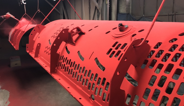 D & D Industrial Coatings - Racine, WI. Red Powder Coat Before Baking