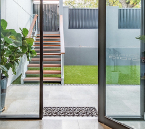 Bradnam's Windows & Doors - Carrum Downs, VIC. Black Aluminium Hinged Door