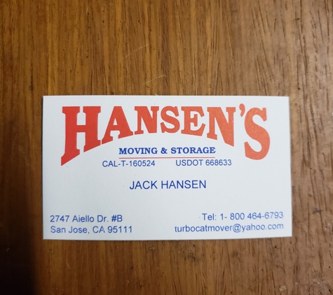 Hansen's Moving & Storage - San Jose, CA