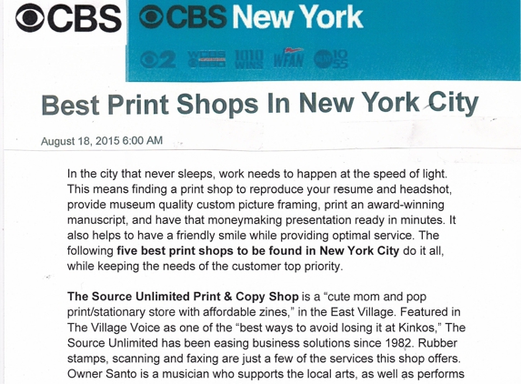 The Source Unltd Print & Copy Shop - New York, NY