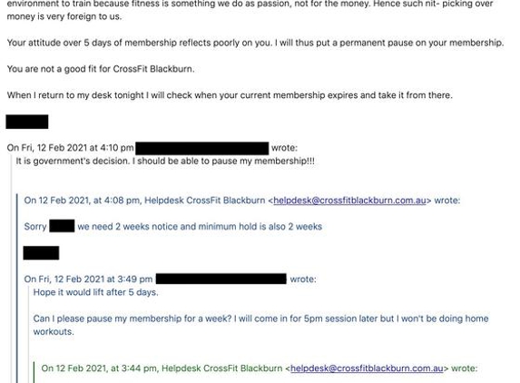 CROSSFIT BLACKBURN - Blackburn, VIC. Lack of sympathy