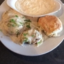 The Porter Beer Bar - Atlanta, GA. Homemade soysage and gravy with a cheddar chive biscuit!