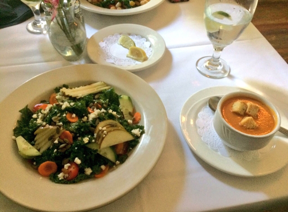 Epicurean Cafe - Duluth, GA. Kale & pear salad, tomato bisque