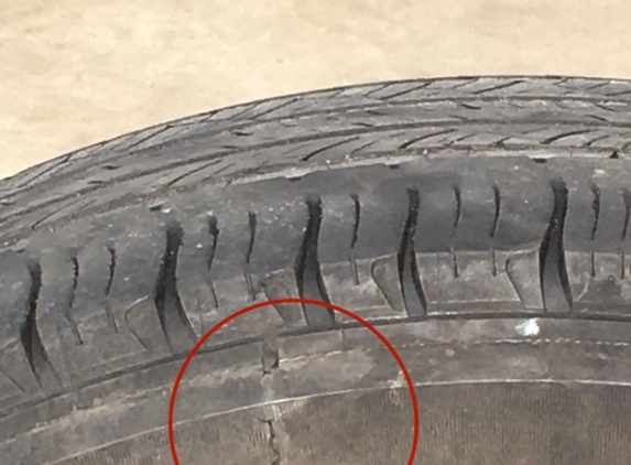 Jeremy Used Tires - Texarkana, TX. Tire damage in sidewall