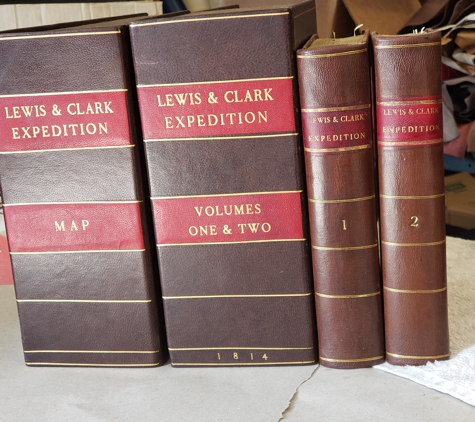 David Weinstein Bookbinder - Los Angeles, CA. Original Lewis & Clark Expidition rebacked original early 19c sheep . Clam boxes