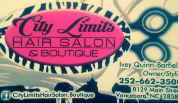 City Limits' Hair Salon & Boutique - Vanceboro, NC. City Limits' Hair Salon & Boutique's business card!