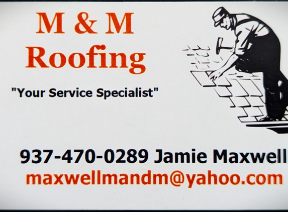 M And M Roofing - Troy, OH. Business Card