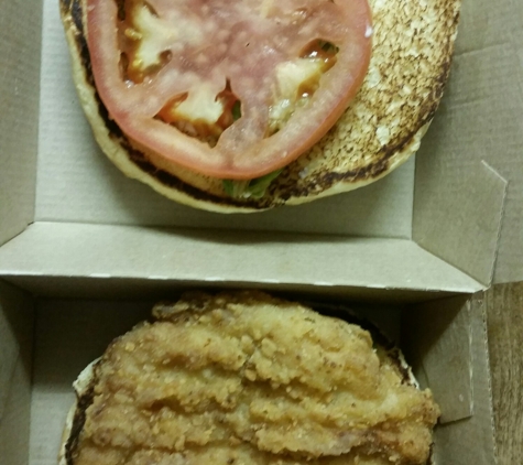 McDonald's - Forsyth, MO. Last thing I ordered from them.  No lettuce,  partial chicken patty,  just sayin it's a funny looking quarter pounder.