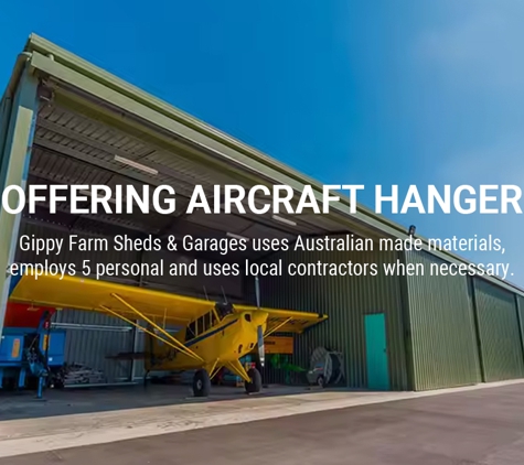 Gippy Farm Sheds & Garages - Sale, VIC. Offering Aircraft Hanger