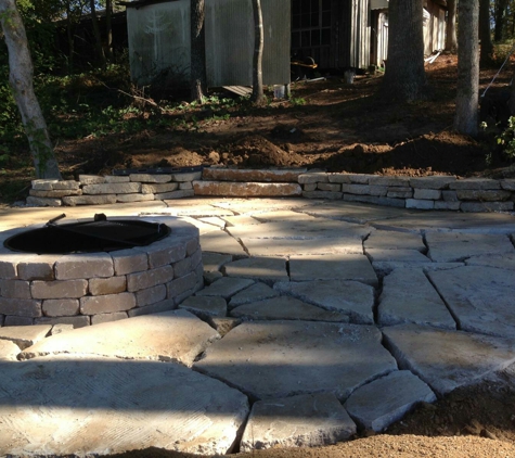 Raintree Landscape - Gadsden, AL. Repurposed concrete drive into patio