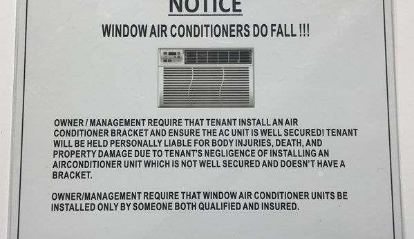 HPD SIGNS - Brooklyn, NY. AIR CONDITIONERS SAFETY SIGN 