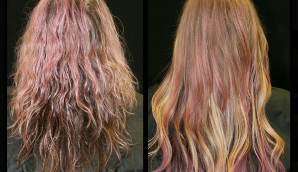 Emily Wyant Hair Extension Specialist - San Carlos, CA. Hair Extensions with a splash of color!  Before and After!