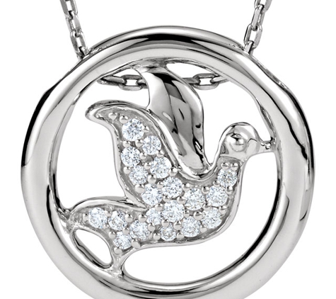 Jewelry by Sanders & Franklin LLC. - Hypoluxo, FL. STERLING SILVER 1/8 CT TW DIAMOND DOVE CIRCLE 18 INCH NECKLACE WITH I1 CLARITY & H COLOR