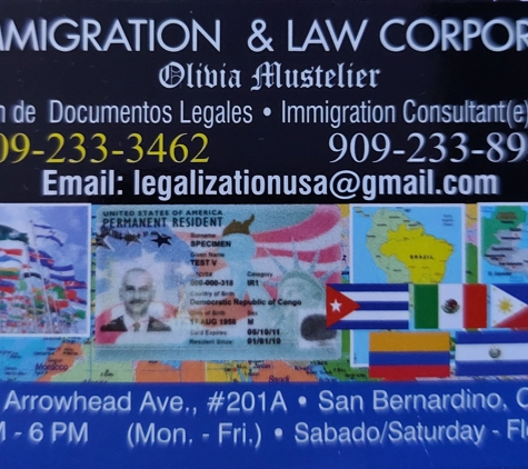 The Immigration & Law Corporation - San Bernardino, CA. BUSINESS CARD