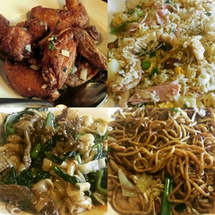 House of Bowls - Houston, TX. Scallion wings, chicken, ham, pineapple fried rice, beef chow fun w/ sauce, and house special noodles.