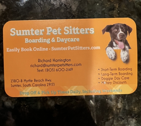 Sumter Pet Sitters - Sumter, SC. Sumter Pet Sitters Business Card