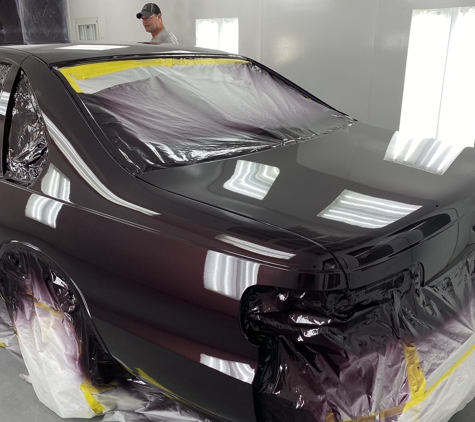 Love & Company Collision & Glass - Garner, NC. My car in the paint booth during the restoration.