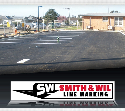 Smith & Wil Line Marking - Lake Wendouree, VIC. Waterborne is applicated using a ride on line trike or walk behind machine.