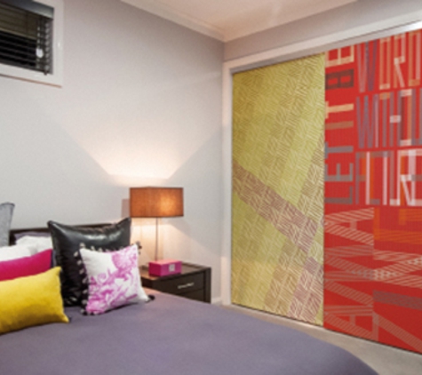 Bradnam's Windows & Doors - Urraween, QLD. Sliding Wardrobe Door With Image Glass Panels