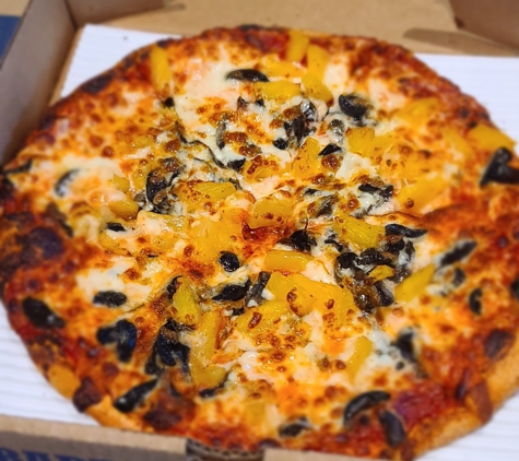 Barro's Pizza - Tucson, AZ. Small black olive & pineapple pizza.