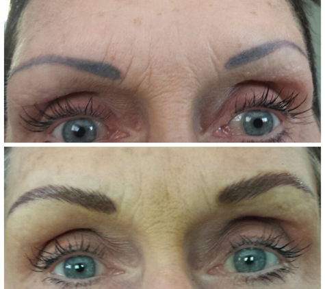 Samira's Permanent Makeup & Training Center - Greensboro, NC. Color correction 
gray blue brows