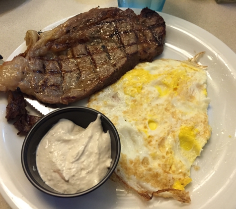 Cinnamon's Restaurant - Kailua, HI. 6 oz prime rib steak with egg