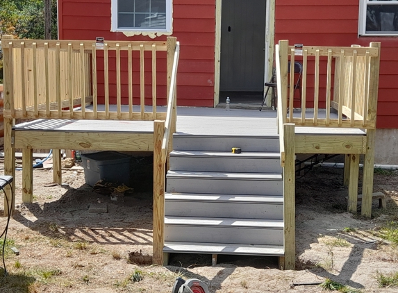 D&J'S ODD JOB SERVICES - Barnegat, NJ. Fknish 12 x 12 decking with railing.