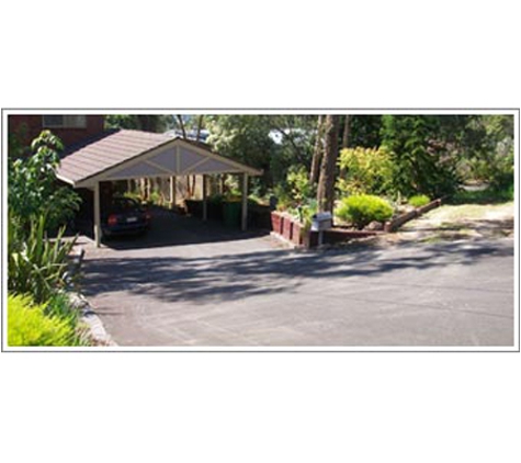 Asphalt & Civil Construction P/L - Montrose, VIC. Asphalt Driveway / Car Port, Bluestone Edging & Sleeper Retaining Wall