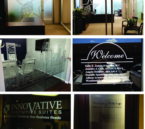 Texas Marking Products - Spring, TX. Custom Graphics for glass, conference rooms, office wall
